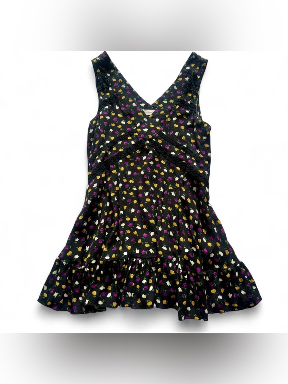 By Together Black Floral Coquette Babydoll Mini Dress Size M